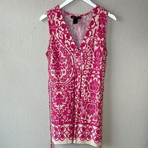 INC International Concepts Pink and Tan Floral Pint Sleeveless Mini Dress Size M